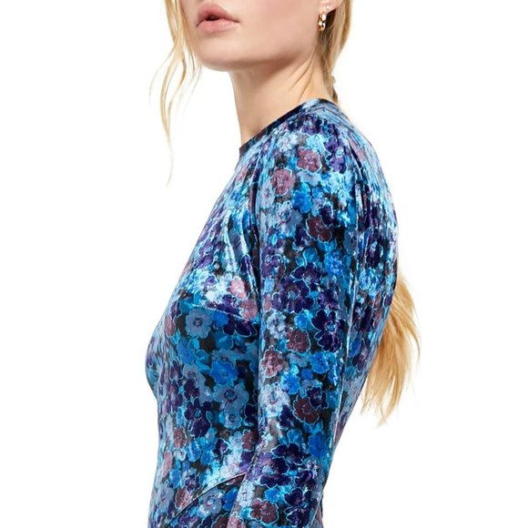 Free People Heartland Floral Crushed Velvet Maxi Dress Open Back Size M #409 - Picture 4 of 13